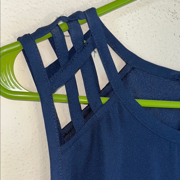 Elegant Navy Blue Sleeveless Dress L - Picture 4 of 6